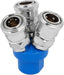 ABB PNUMIC COUPLING BRACKET 3HNA004876-001 with three chrome connectors on a blue base