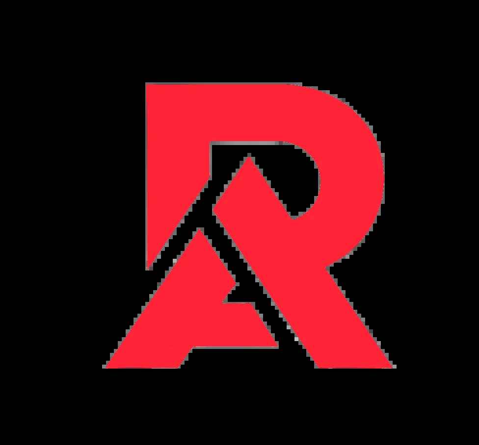 Stylized logo featuring bold red letters 'AR' on a black background