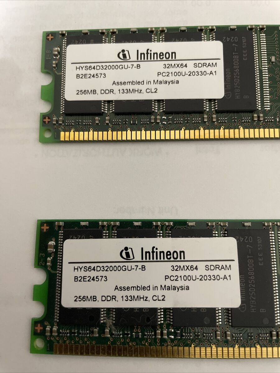 256MB DDR 266 CL2 PC 2100U-20330-A1 32Mx64 SDRAM INFINEON Main image