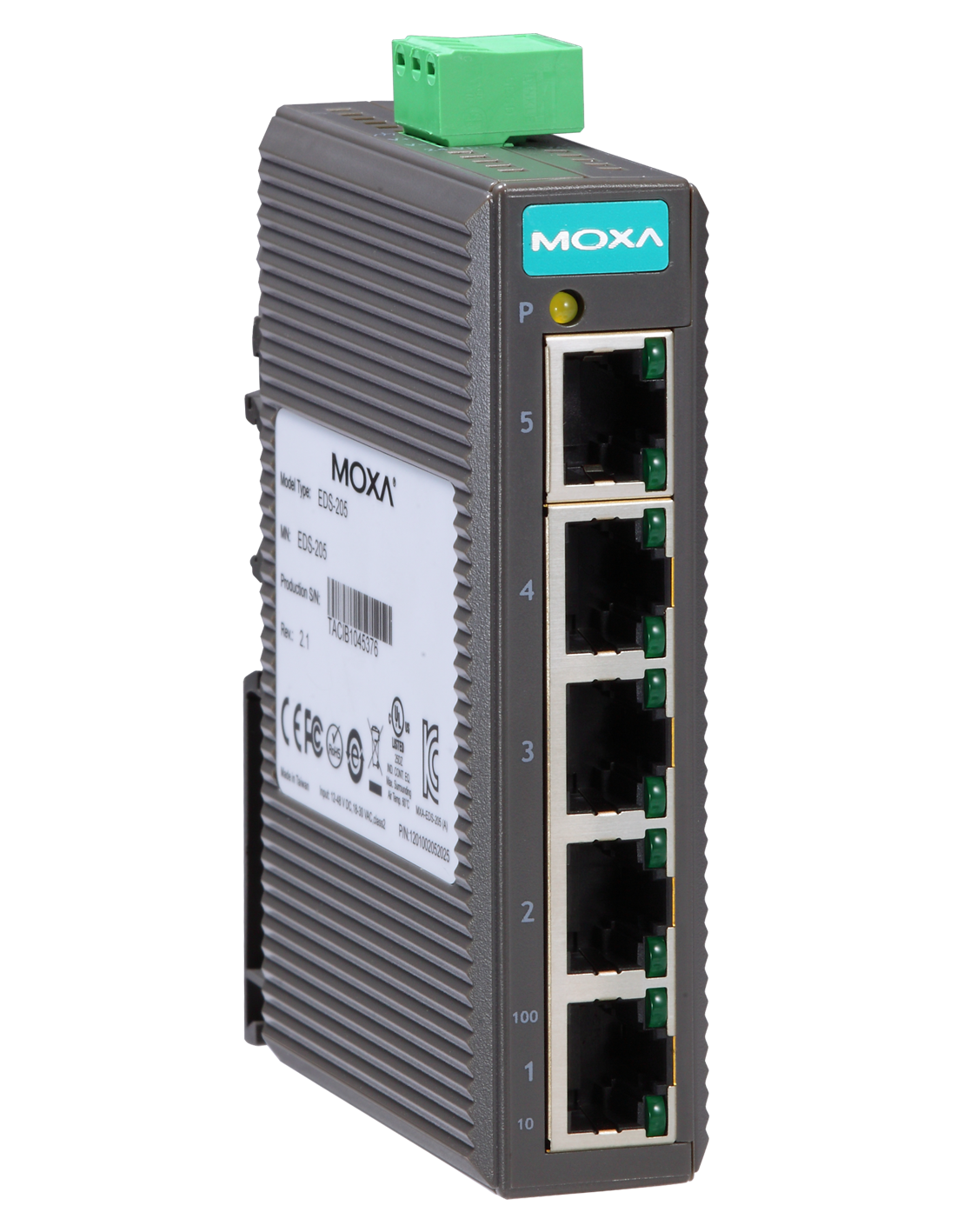 5-Port Compact Unmanaged Ethernet Switch MOXA EDS-205A Main image