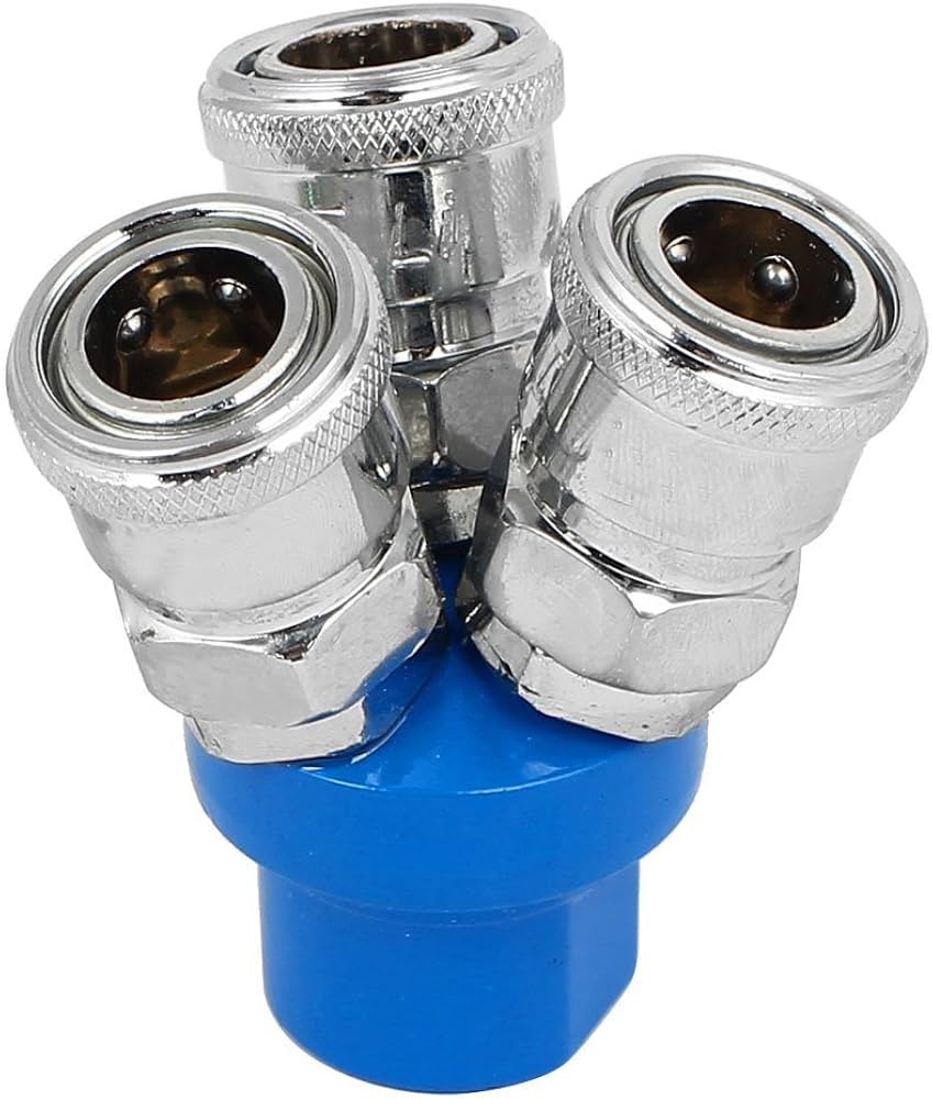 ABB PNUMIC COUPLING BRACKET 3HNA004876-001 with three chrome connectors on a blue base