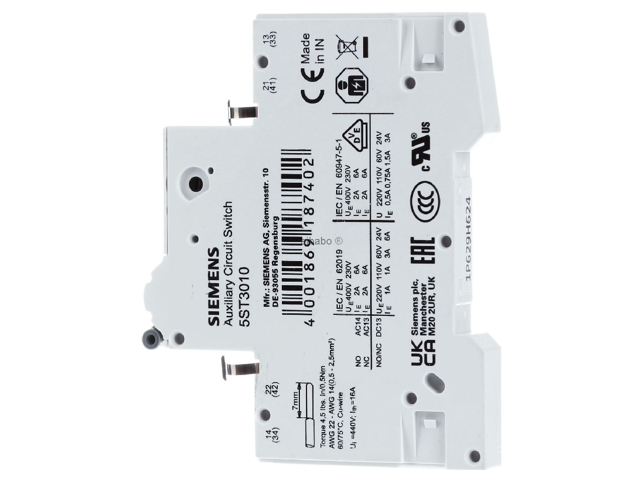 Auxiliary Circuit Switch 16A Siemens 5St3010