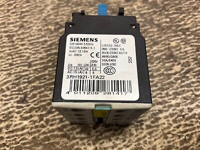 Auxiliary Contact Block 10A240V Siemens 3Rh19211Fa22