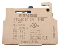 Auxiliary Contact Block 600V Ac Max 3Tx4010-2A | Siemens