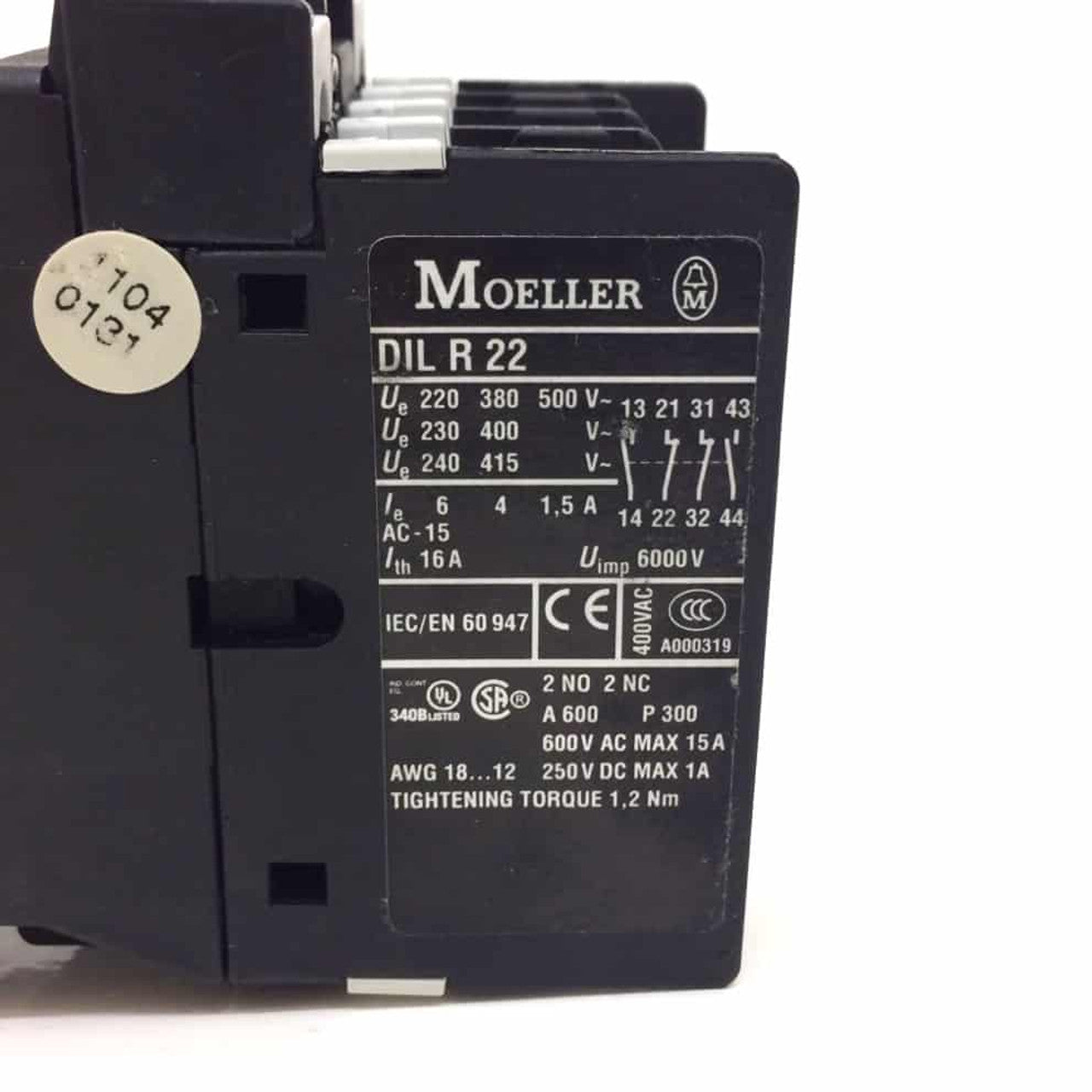 Auxiliary Contactor Dilr22 6000V 240V 60Hz | Moeller