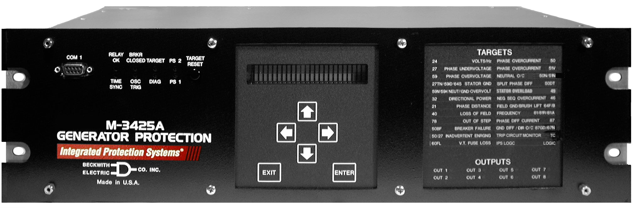 BACKWITH ELECTRIC GENERAL PROTECTION RELAY M-3425 AG17 | BACKWITH