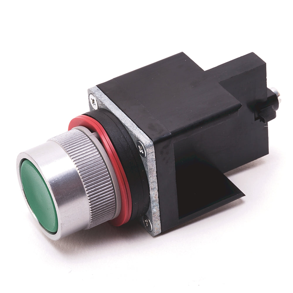 Carlo Gavazzi Ps21h-nt11hz-t00 Push Button Switch with Green Indicator Light and Stainless Steel Bezel