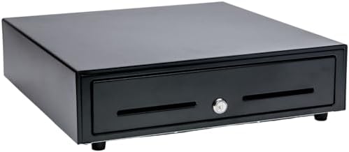 Ram Automations Cash Drawer Vbs320-bg1915 with a secure locking mechanism in sleek black design