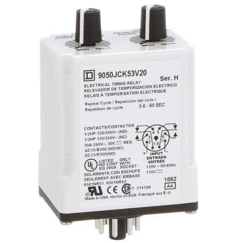 Square D 9050JCK53V20 Electrical Timing Relay 0.6-60 Sec-Ram Automations