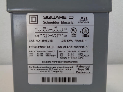 Square D 250Sv1B General Purpose Transformer .250 KVA Single Phase-Ram Automations