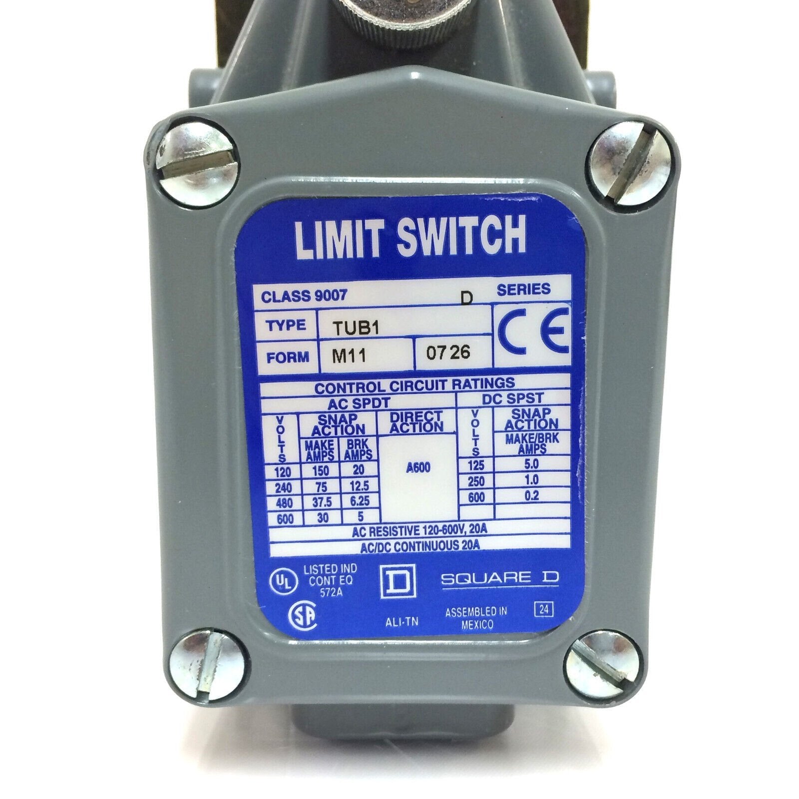 limit switch-Square D Class 9007 Tub1s3 120-600V Ser D