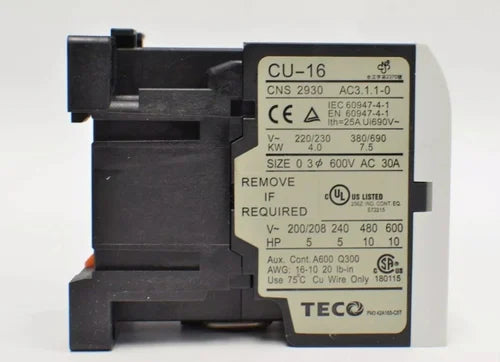 Magnetic Contactor Cu-16 With Thermal Overload Relay Rhu-10/16K1 | Teco Main image